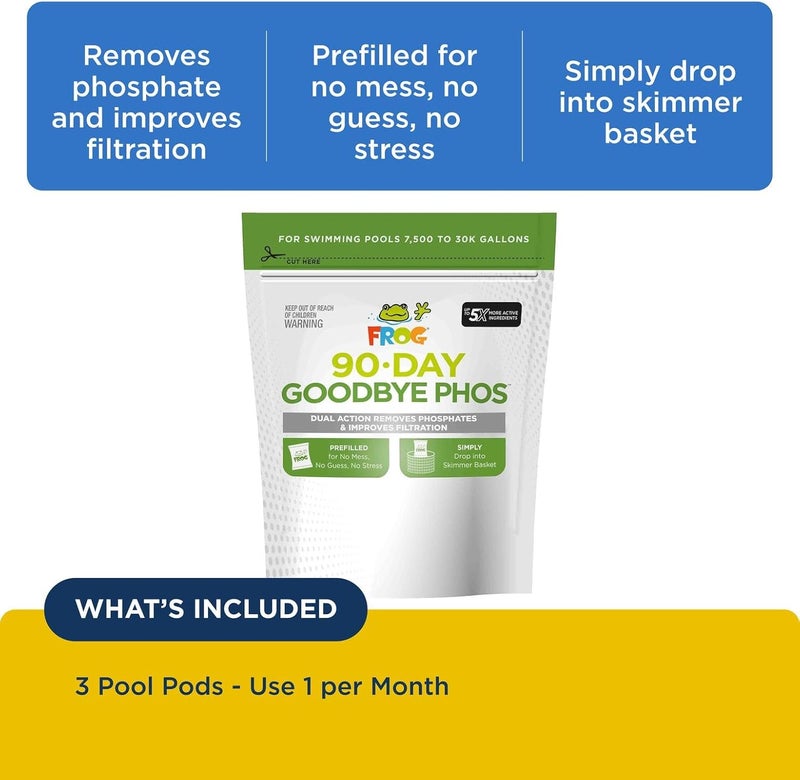Frog 90-Day Goodbye Phos - Dry Formula Phosphate Remover for Pools up to 30,000 Gallons - Pool Maintenance & Treatment - 3 Pods - Image 3